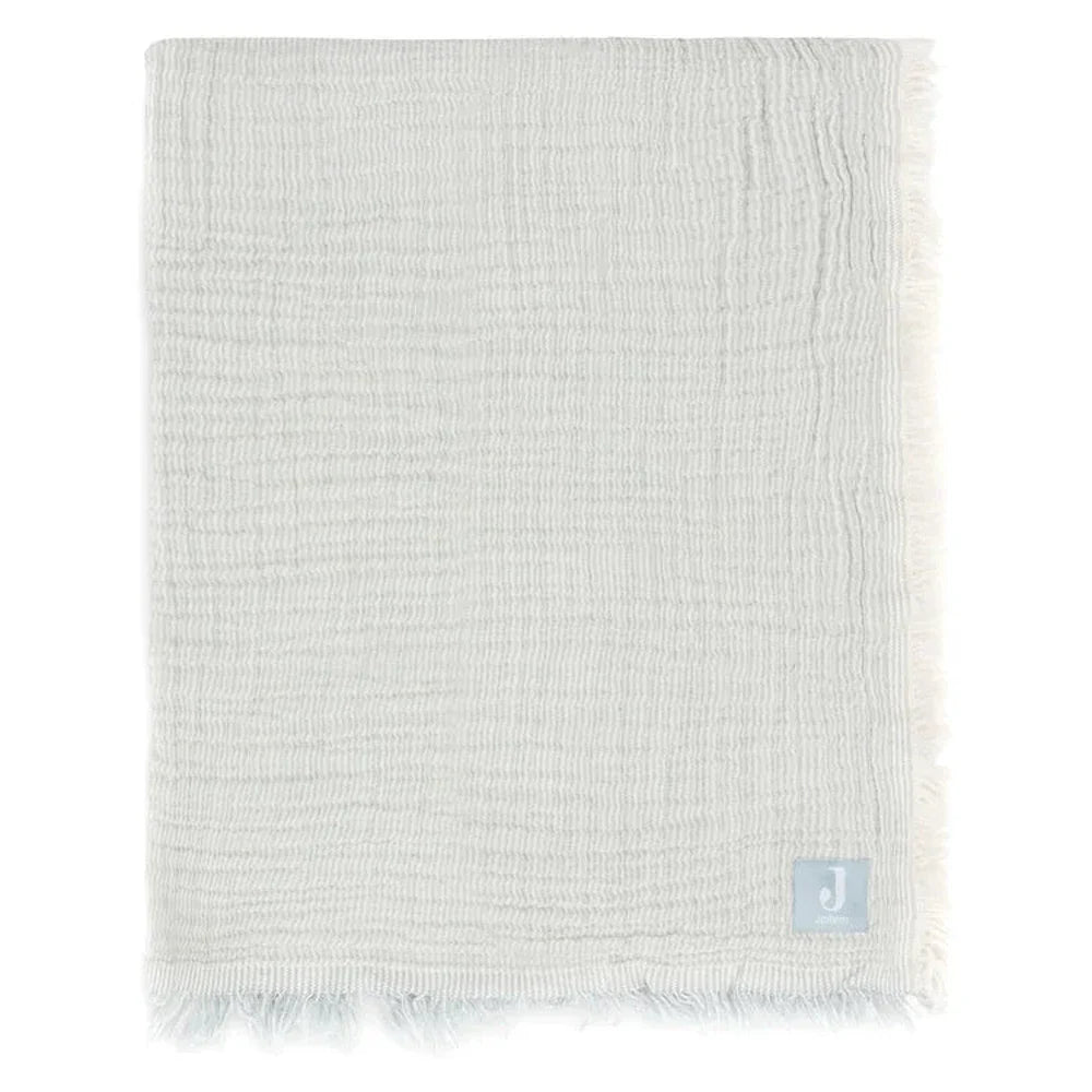 Jollein Hydrofiel Wiegdeken 75x100cm Fringe Stripe - Sea Green/Ivory
