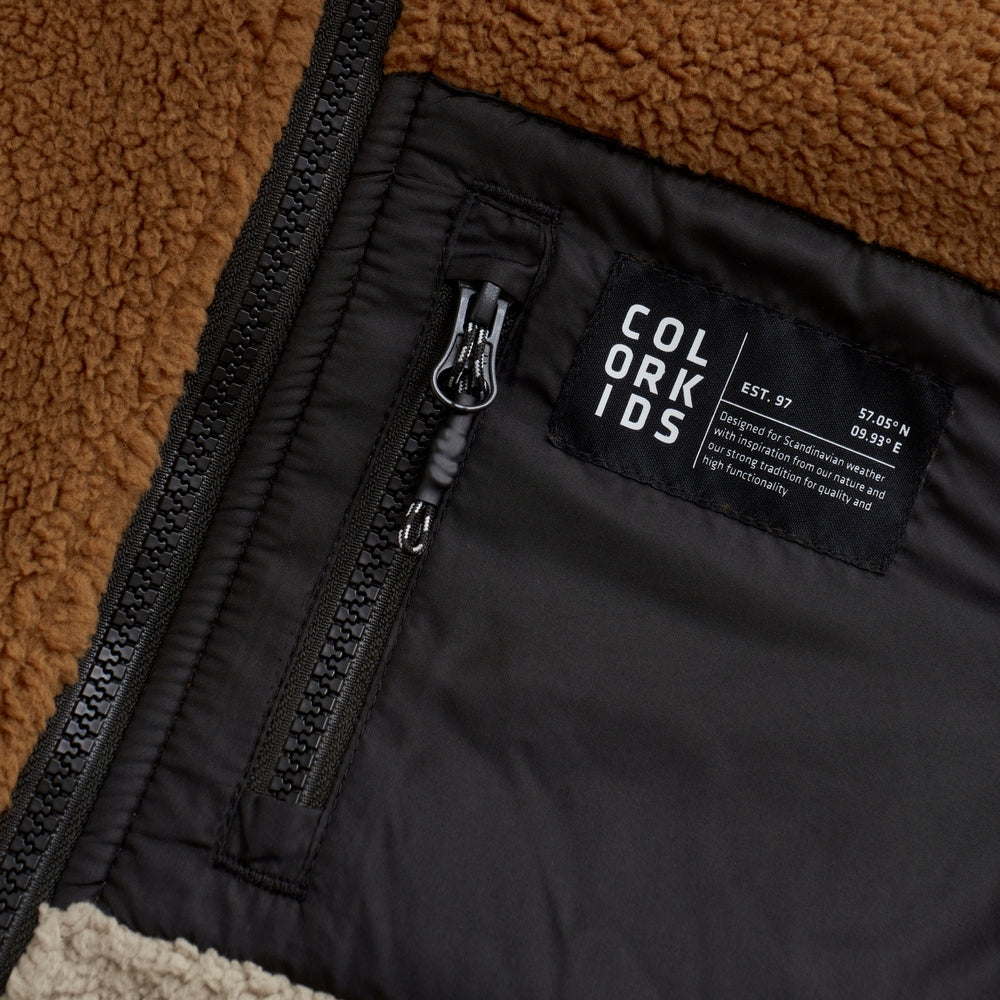 Colorkids Zachte Fleecejas Colorblock - Bruin