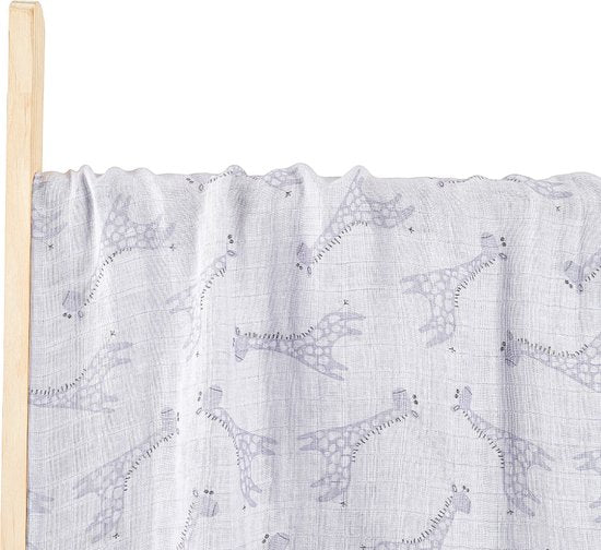 Happy Bear Swaddle Hydrofiele Doek - Blue Giraffe | Extra groot - 120cm | Inbakerdoek | 100% Zachte Tweelaags Katoenen Mousseline