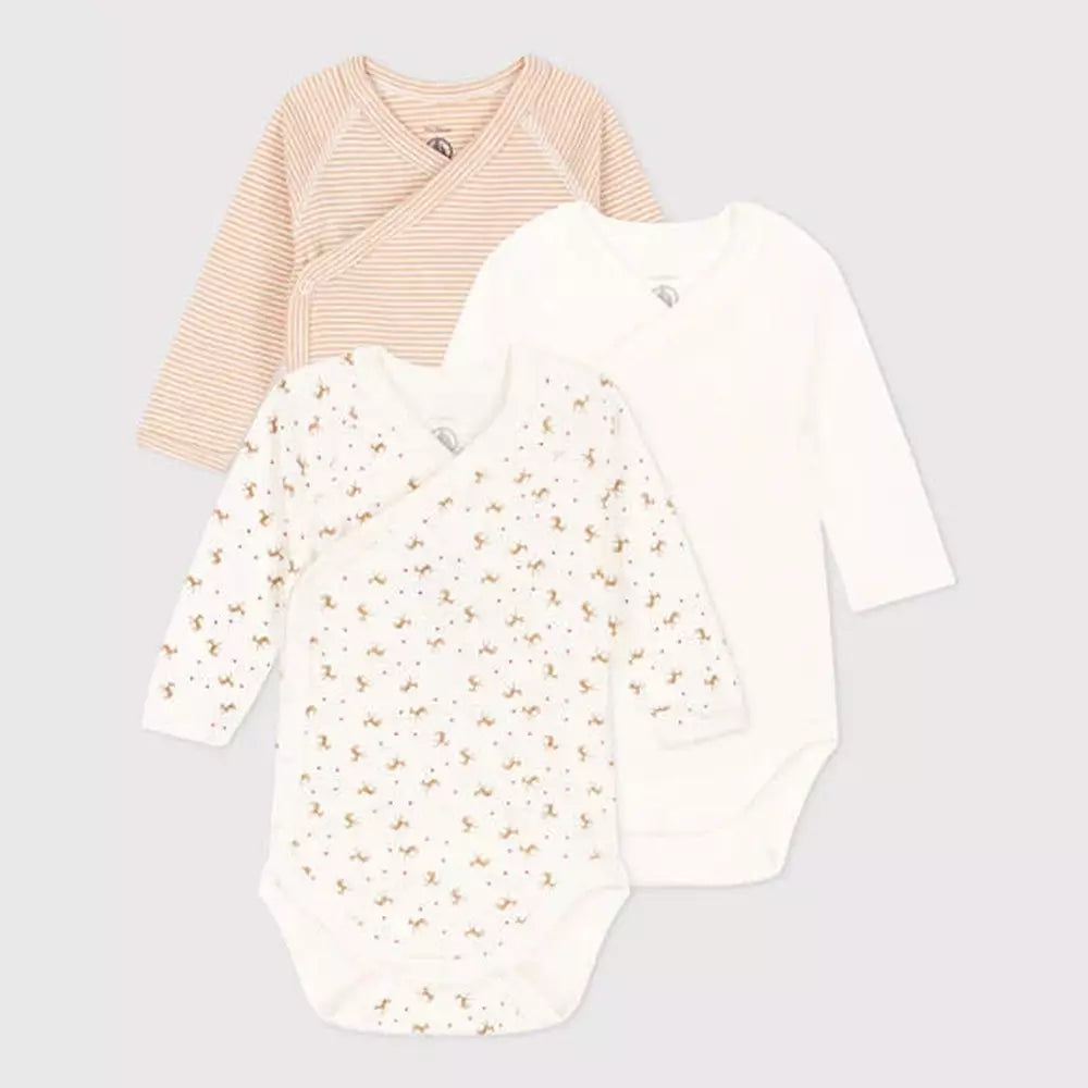 Petit Bateau | Set van 3 overslagbody’s met lange mouwen Petit Bateau