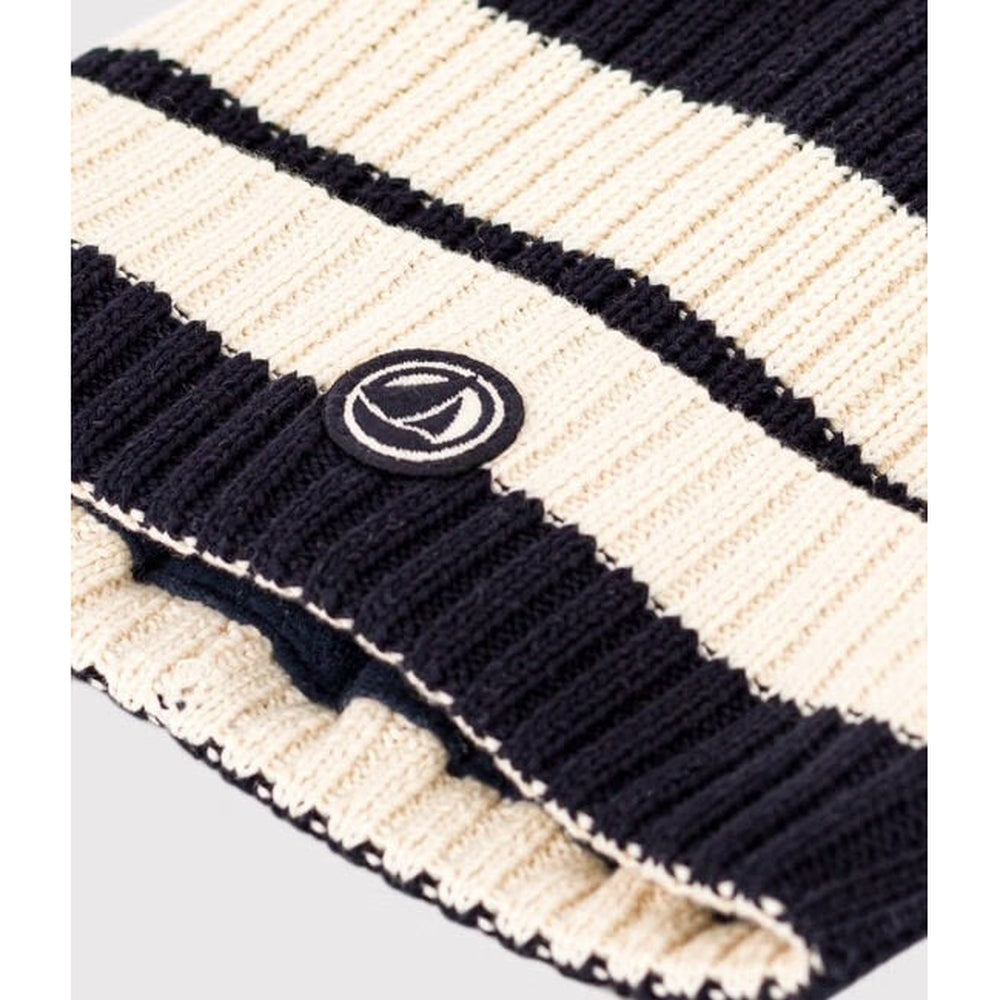 Petit Bateau | Gebreide Kids Muts met Fleece - Marine/Gestreept