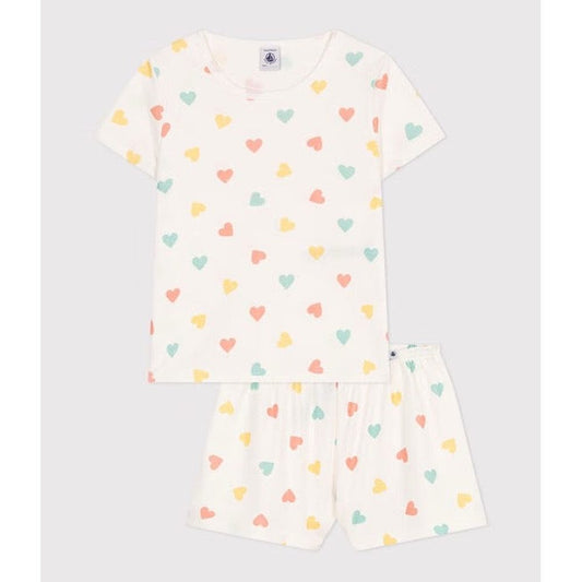 Petit Bateau Korte Katoenen Kinder Pyjama Met Hartjesprint