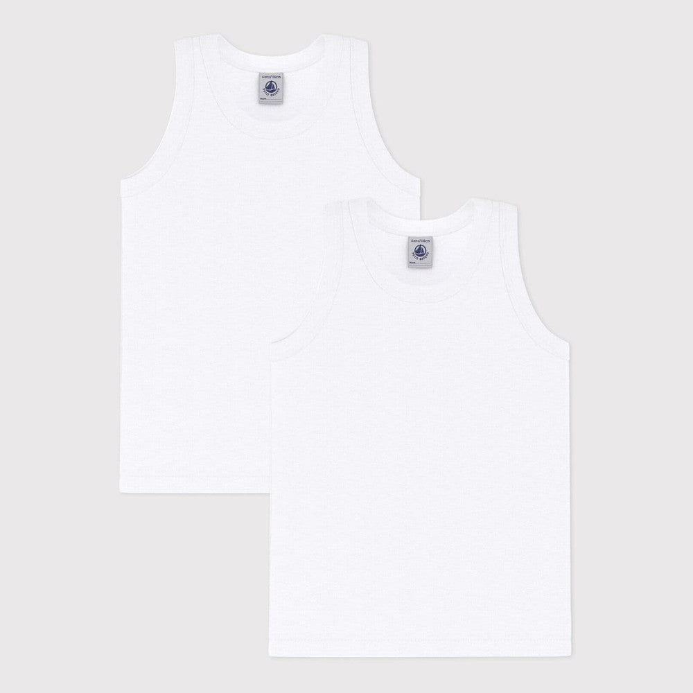 Petit Bateau | Set Van 2 Witte Onderhemdjes Zonder Mouwen Voor Jongens