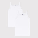 Petit Bateau Set Van 2 Witte Onderhemdjes Met Spaghettibandjes