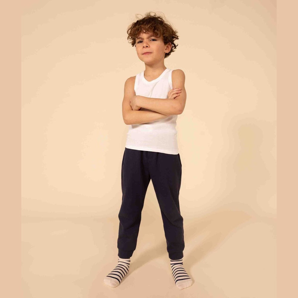 Petit Bateau Set Van 2 Witte Onderhemdjes Zonder Mouwen Voor Jongens