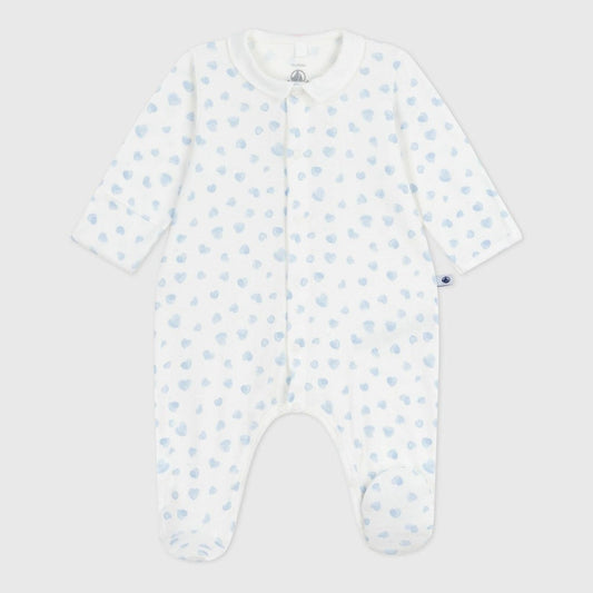 Petit Bateau Katoenen Babypyjama Met Kraag - Blauwe Hartjes