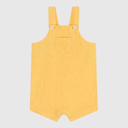 Petit Bateau Salopette Met Korte Pijpen Van Luchtig Katoen Voor Baby’s - Geel