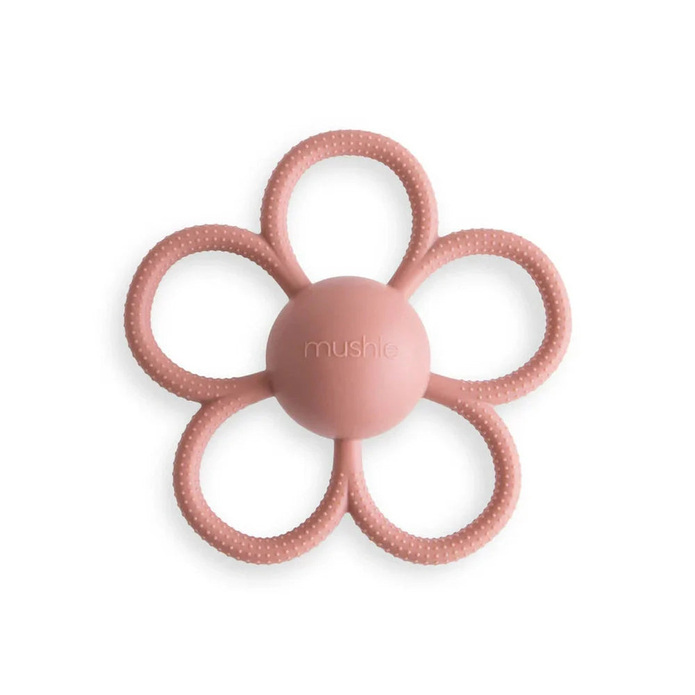 Mushie Daisy Rattle Bijtring - Dusty Rose