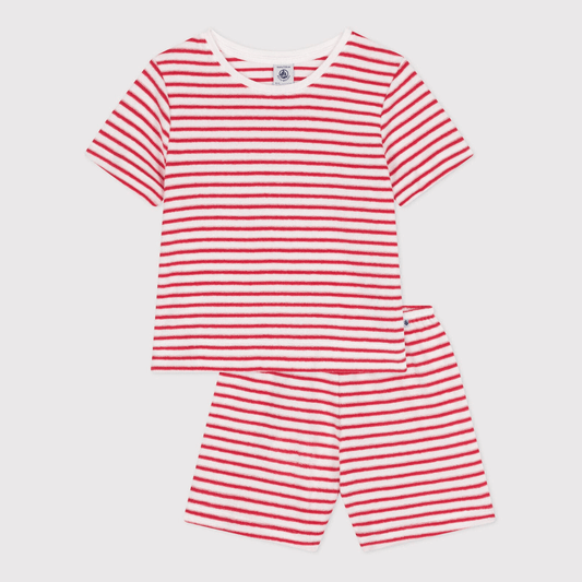 Petit Bateau Korte Katoenen Kinderpyjama Met Rode Streepjes