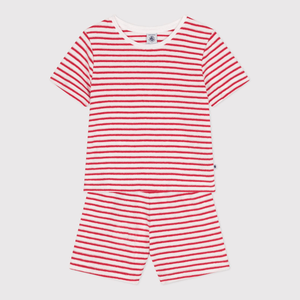 Petit Bateau Korte Katoenen Kinderpyjama Met Rode Streepjes