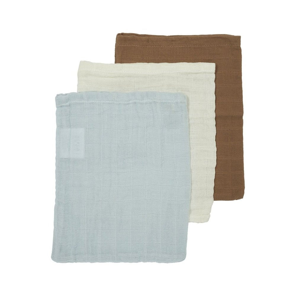 3 HYDROFIELE WASHANDJES - OFFWHITE/LIGHT BLUE/TOFFEE