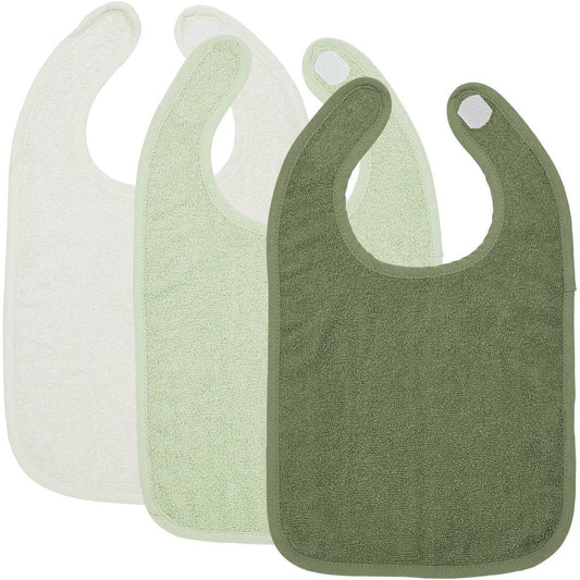 SET VAN 3 SLABBETJES IN BADSTOF - OFFWHITE/SOFT GREEN/FOREST GREEN