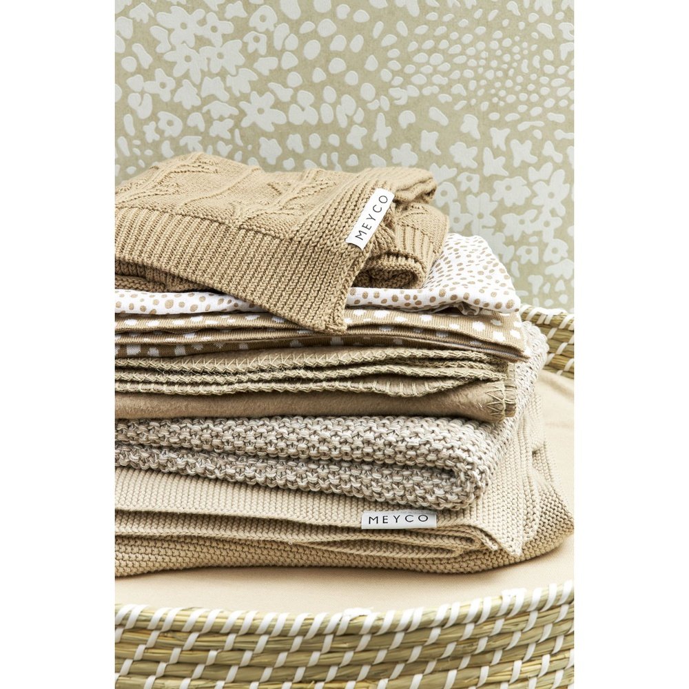 Couverture berceau coton uni taupe 75 