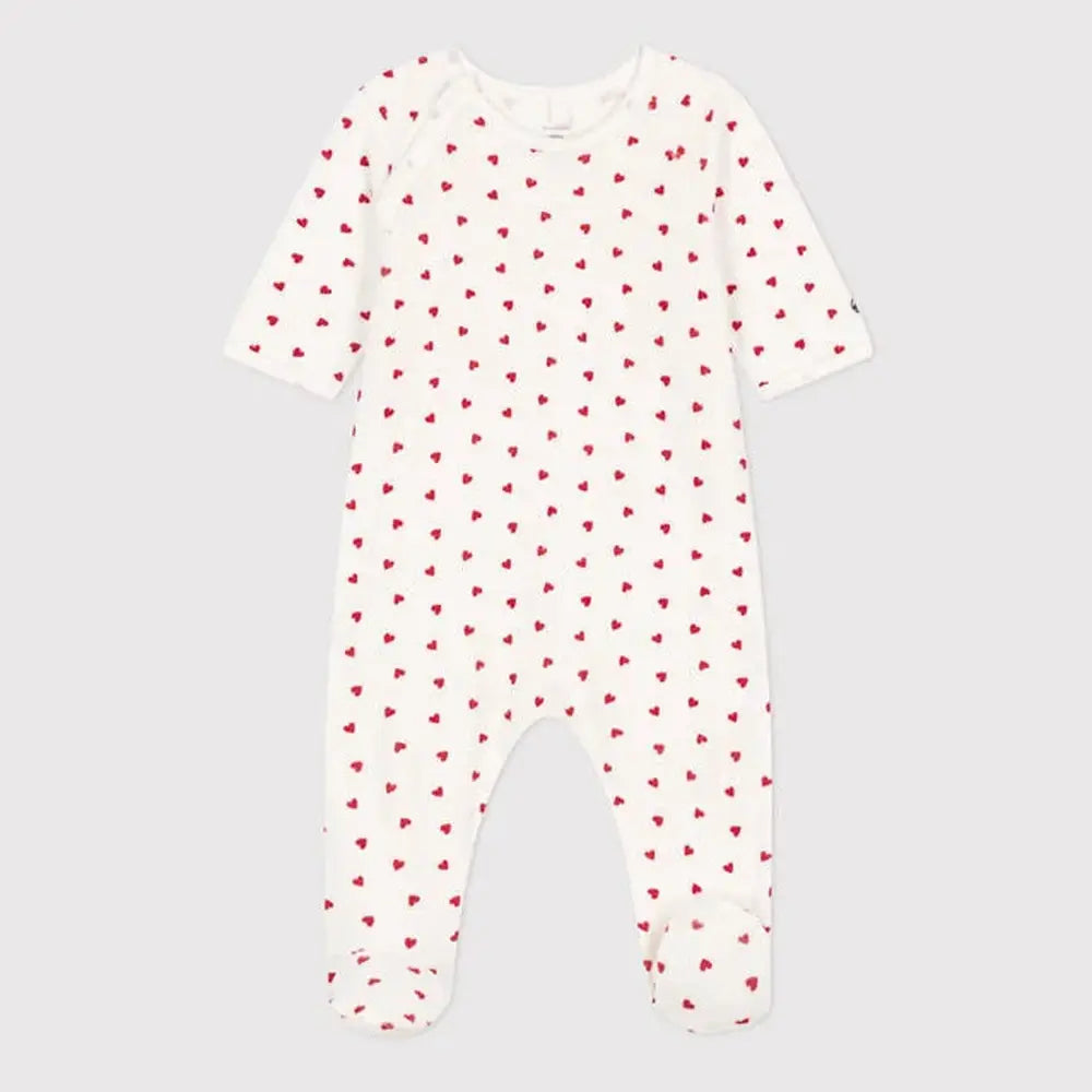 Fluwelen Babypyjama Met Hartjesprint