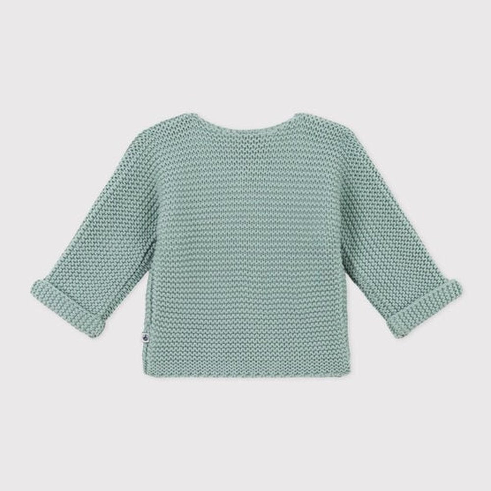 Cardigan bébé unisexe tricoté au point mousse