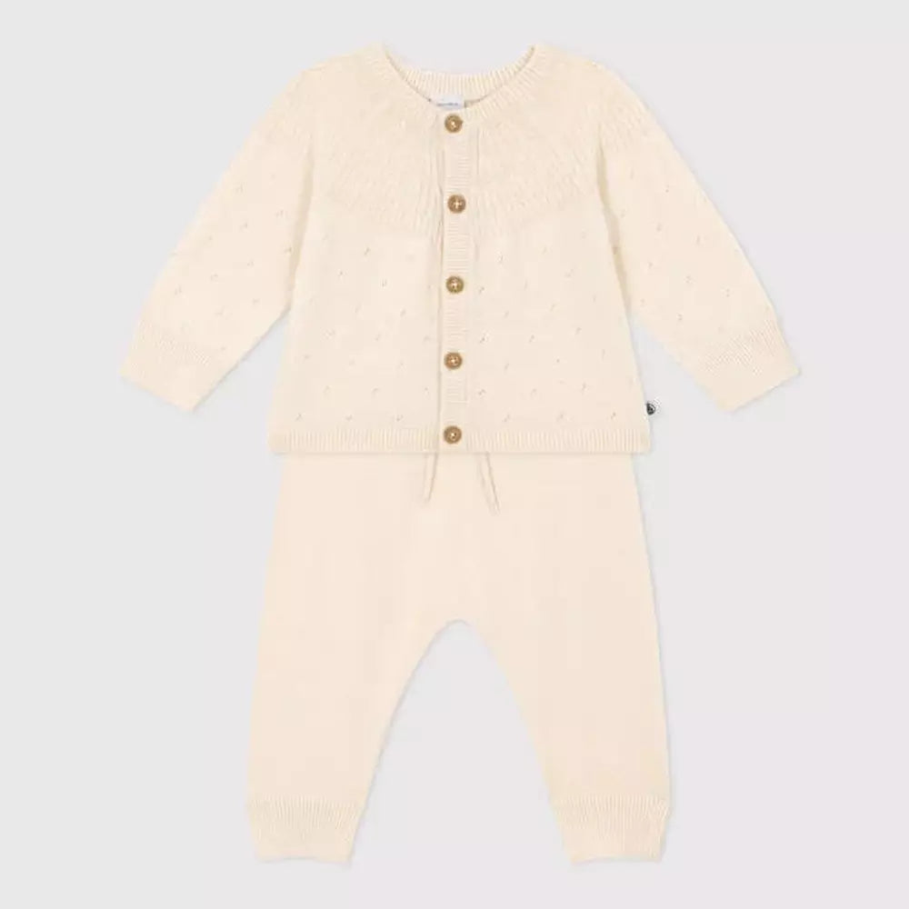 Ensemble jersey de laine et coton - beige