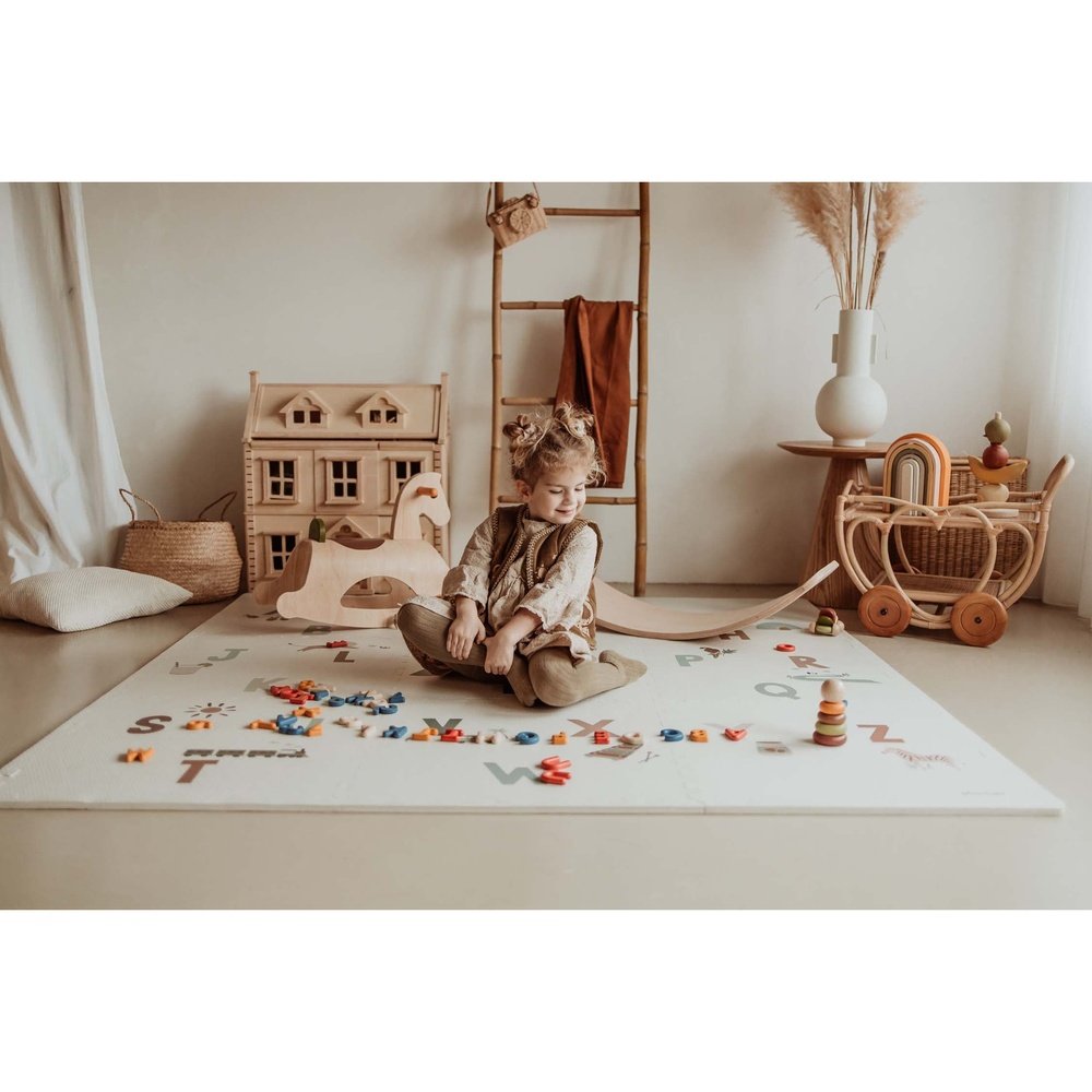 Play&Go Speeltapijt Puzzel - Eevaa 2In1 Puzzelmat/Opbergbox - Alfabet/Terrazzo