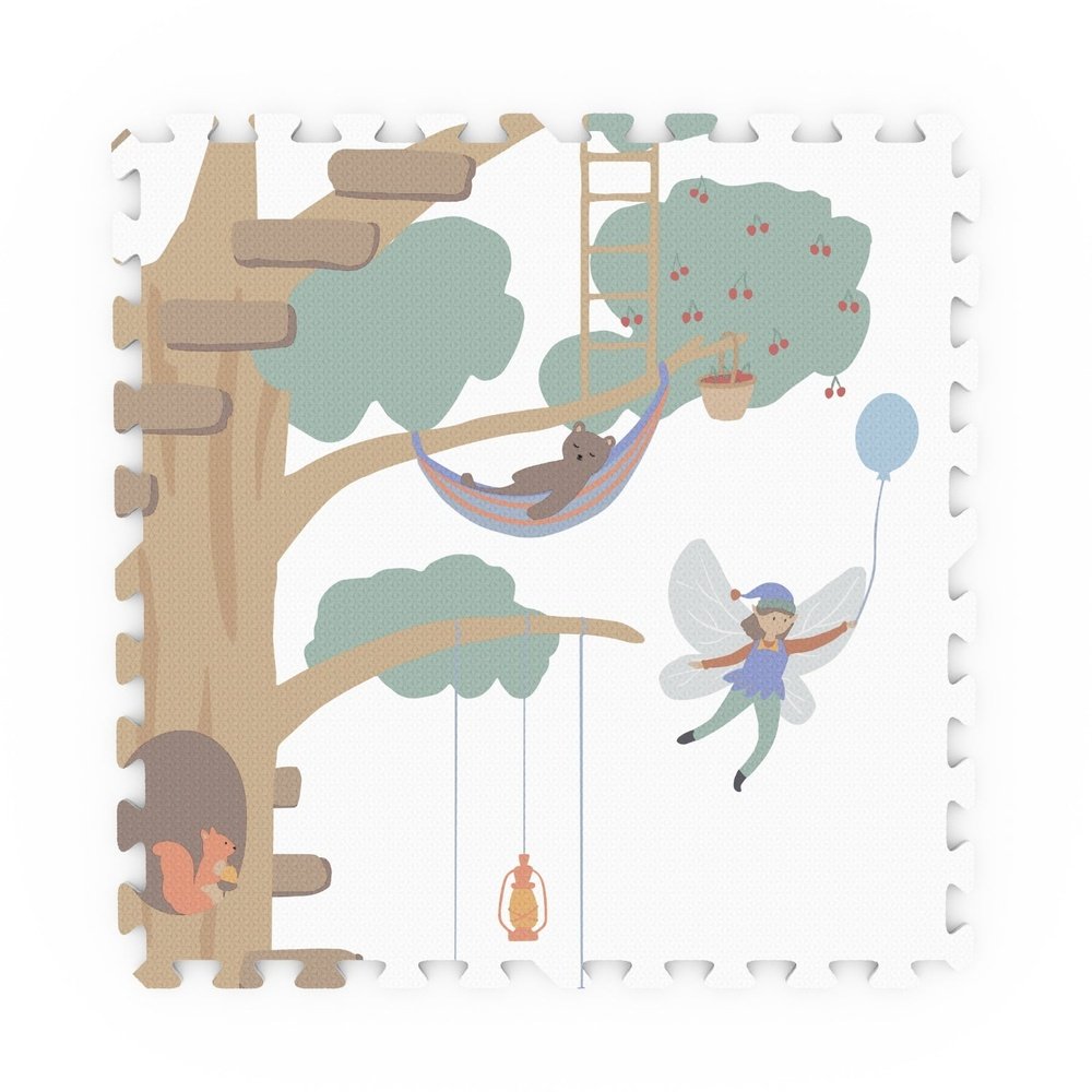 Play&Go Speeltapijt Puzzel - Eevaa 2In1 Puzzelmat/Opbergbox - Treehouse | Foam