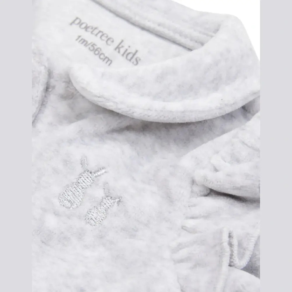 Babypakje In Superzachte Velours Grey Melange Met Ruffles