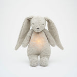 Moonie Konijn The Humming Bunny Organic 2.0 - Grey Natur | Witte Ruis Knuffel Met Lichtje