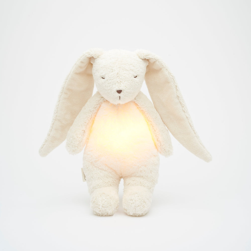 Moonie Konijn The Humming Bunny Organic 2.0 - Polar Natur | Witte Ruis Knuffel Met Lichtje