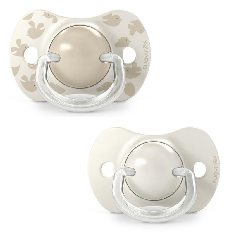 Suavinex Set van 2 Birdies SX Pro 6-18m Fopspenen - Beige